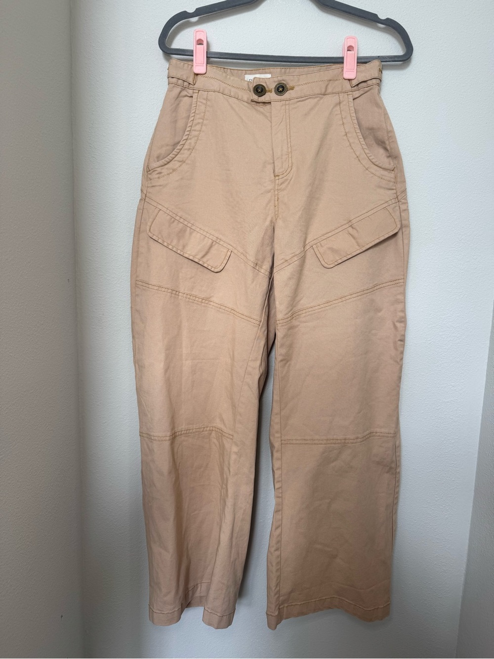 Pilcro Wide-Leg Cargo Pants in Beige - Picture 3 of 9
